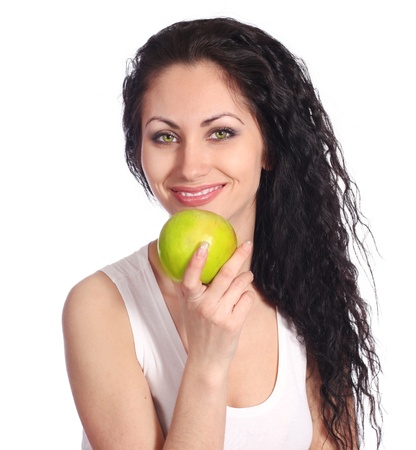 woman with appleの写真素材
