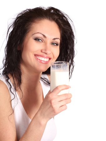 woman with milkの写真素材