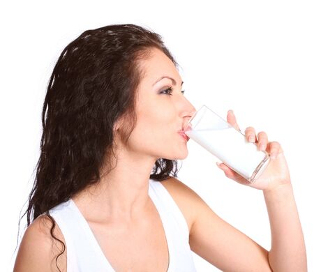 woman with milkの写真素材