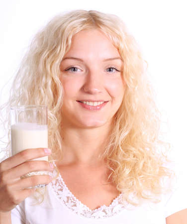 woman with milkの写真素材