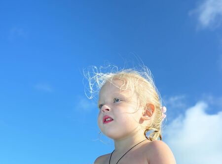 Portrait of a little baby child girlの写真素材