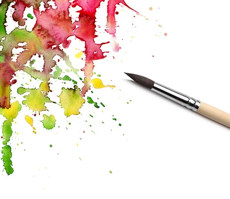 brush and abstract painted backgroundの写真素材