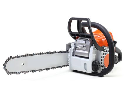 chainsaw isolated on whiteの写真素材