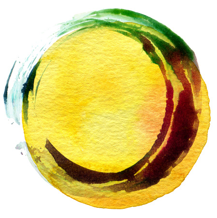 Abstract circle acrylic and watercolor painted background.の写真素材