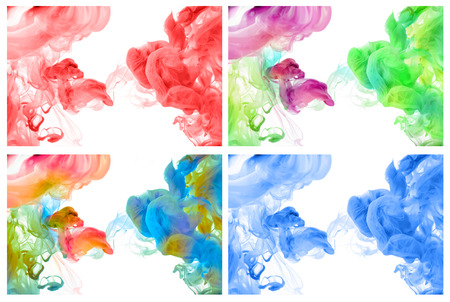 Set of acrylic colors in water. Abstract background.の写真素材