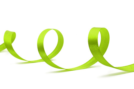green ribbon on whiteの写真素材