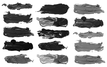 Collection of abstract acrylic brush strokes. Isolated.の写真素材