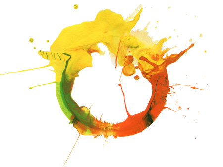 Abstract acrylic and watercolor blot painted background. Texture paper. Isolated.の写真素材