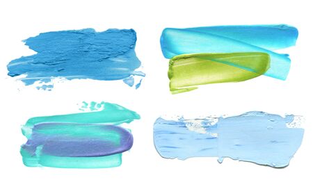 Abstract acrylic color brush stroke. Isolated on white. Collection.