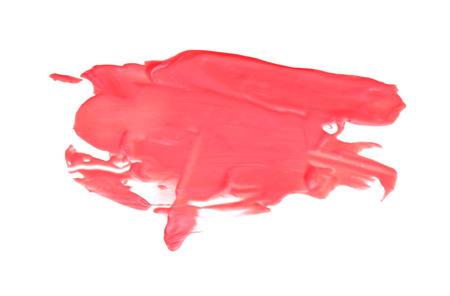 Abstract pink acrylic color brush stroke. Isolated on white background.の写真素材