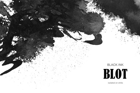 Black ink blot. Isolated on white background.の写真素材