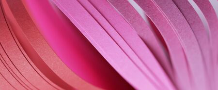 Abstract color wave curl pink strip paper background. Horizontal template for prints, posters,...