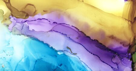 Art Abstract paint blots background. Alcohol ink colors. Marble texture. Horizontal long banner.