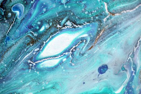Marble texture. Acrylic blue colors blots. Abstract background.の写真素材