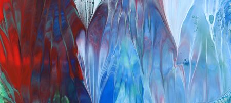 Abstract acrylic and watercolor smear painting. Canvas texture background. Horizontal long banner.