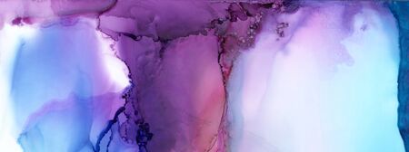 Art Abstract paint blots background. Alcohol ink colors. Marble texture. Horizontal long banner.