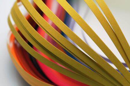 Abstract gradient color wave curl strip paper background. Template for prints, posters, cards.の写真素材