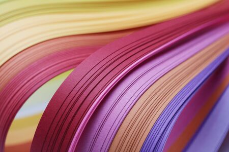 Abstract gradient color wave curl strip paper background. Template for prints, posters, cards.の写真素材