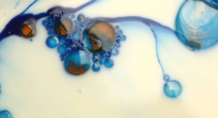 Abstract blot bubble background. Marble texture. Acrylic color in water and oil.の写真素材