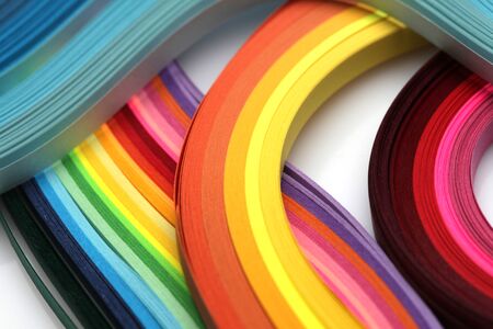 Abstract color wave rainbow strip paper background. Template for prints, posters, cards.  の写真素材