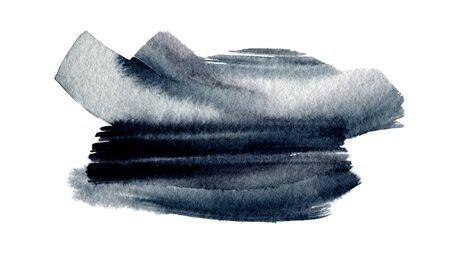 Black and white Abstract smear watercolor and ink brush strokes painted background. Texture paper. Isolated.の写真素材