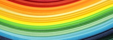 Abstract color wave rainbow strip paper background. Horizontal long poster, greeting cards, web site, banner, invitation.の写真素材