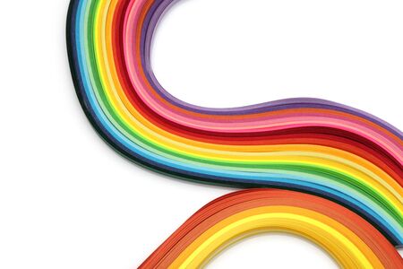 Abstract color rainbow strip paper on whiteの写真素材
