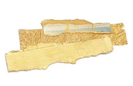 Torn piece of edge paper on whiteの写真素材
