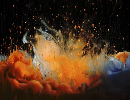  Abstract black background. Acrylic colors in water. Ink blot.の写真素材