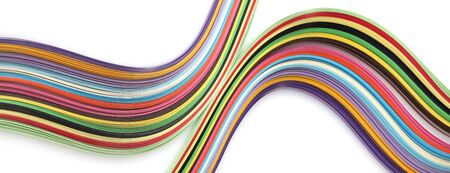 Abstract color wave rainbow strip paper background. Horizontal long poster, greeting cards, web site, banner, invitation.の写真素材