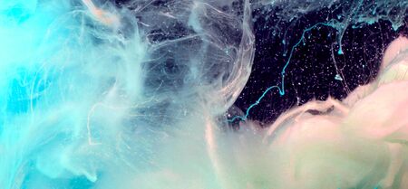Acrylic colors in water. Ink blot. Abstract background. Horizontal long poster, greeting cards, web...