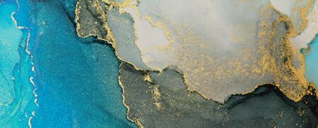 Abstract color blots horizontal background. Marble texture. Alcohol ink colors. の写真素材