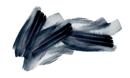 Black and white Abstract smear watercolor brush strokes painted background. Texture paper. Isolated.の写真素材