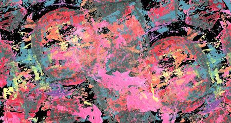 Abstract color acrylic and watercolor painting. Monoprinting  template. Canvas texture background. の写真素材