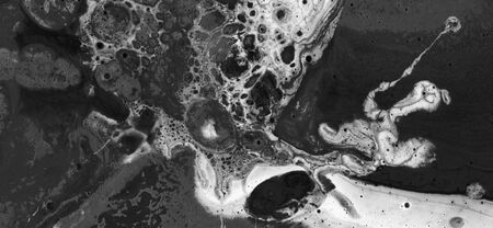 Black and white Abstract background. Marble texture. Acrylic colors.の写真素材