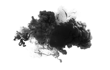 Acrylic black and white colors in water. Ink blot. Abstract background.の写真素材