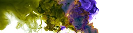 Abstract smoke white background.  Acrylic colors in water. Ink blot. Horizontal long poster, greeting cards, web site, banner, invitationの写真素材