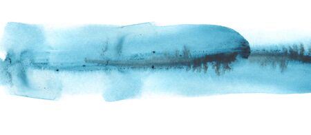Abstract watercolor brush strokes painted background. Texture paper. Blue tone. Isolated. Horizontal long  posters, greeting cards, web site, banner, invitation.の写真素材