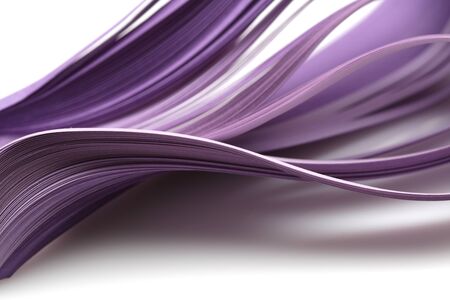 Abstract color wave curl violet strip paper background. Template for prints, posters, cards.の写真素材