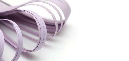 Abstract color wave curl lilac strip paper background. の写真素材