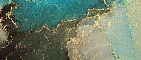 Abstract color blots horizontal background. Marble texture. Alcohol ink colors. の写真素材