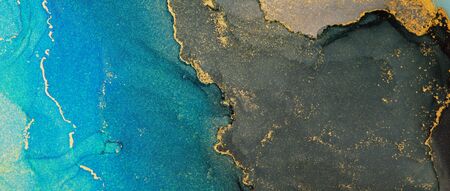 Abstract color blots horizontal background. Marble texture. Alcohol ink colors. の写真素材