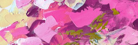 Abstract pink acrylic and watercolor painting. Color texture background. Horizontal long poster, greeting cards, web site, banner, invitation.の写真素材