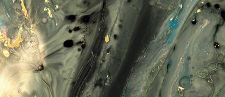 Abstract horizontal background. Blot painting marble texture. Acrylic color in water and oil.