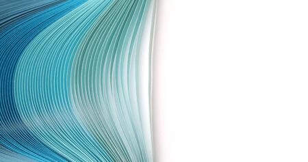Abstract blue and turquoise color strip wave paper horizontal background.の写真素材