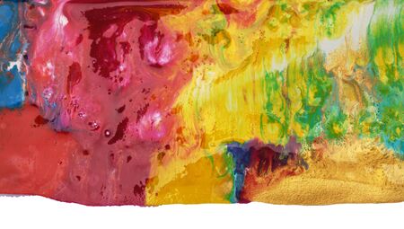 Abstract acrylic and watercolor wave smear blot painting. Color horizontal texture background.の写真素材