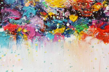 Art Abstract acrylic and watercolor smear blot painting. Color rainbow texture background.の写真素材