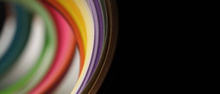 Soft focus abstract rainbow color strip wave paper long horizontalの写真素材
