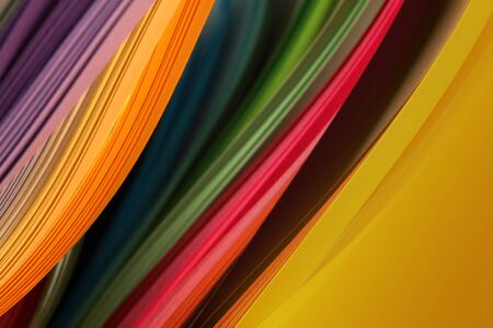 Abstract rainbow color strip wave paperの写真素材