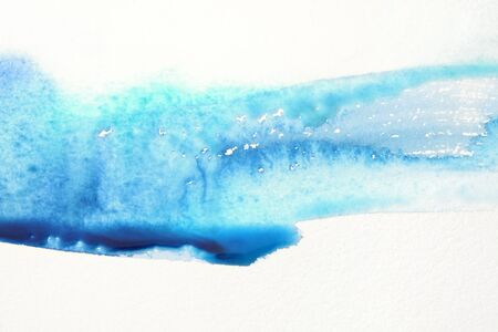 Abstract watercolor and acrylic flow blot painting. Blue Color canvas texture background. の写真素材